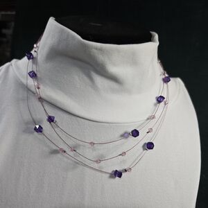 Elegant Purple and Pink Beaded Necklace